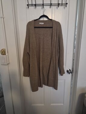 H&M Open-Front Cardigan Sweater in Taupe